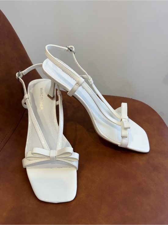 Marc Fisher Shoes - Marc Fisher Cream Bow T-Strap Heels